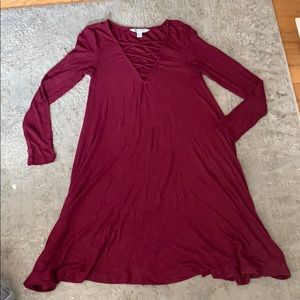 american eagle XS maroon criss cross dress